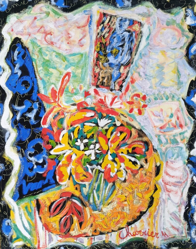 Erik Charrier : Autoportrait au bouquet