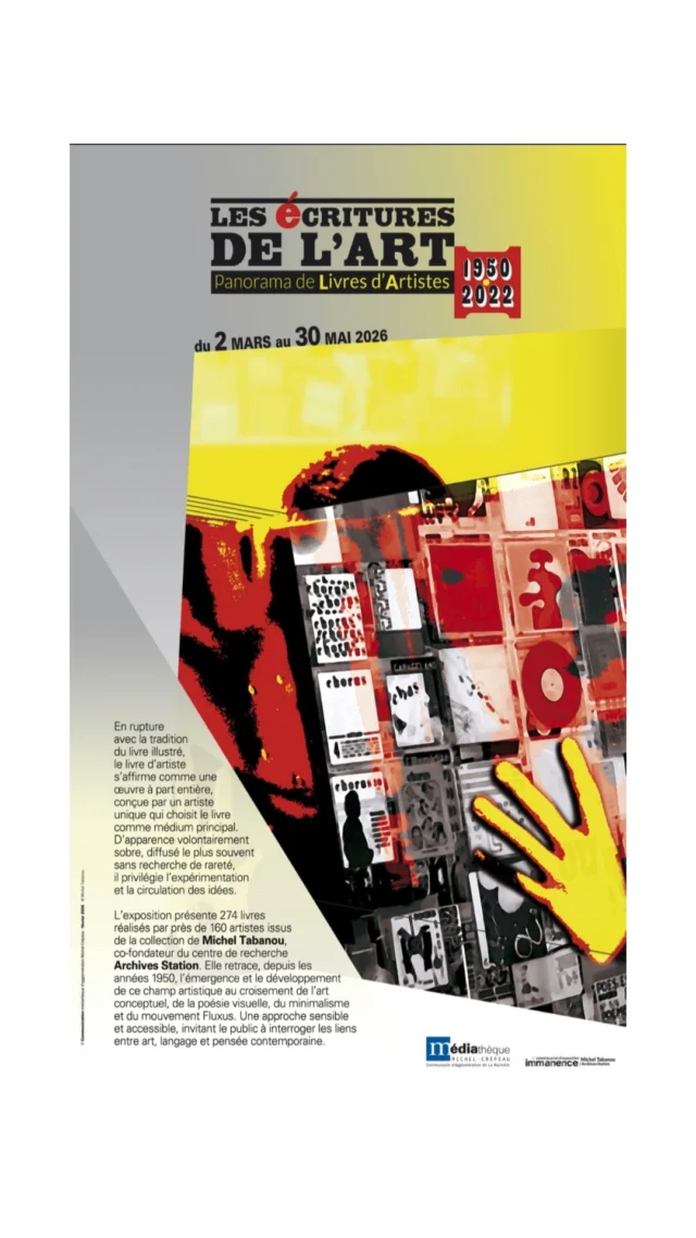 À ne pas manquer à la médiathèque Michel Crépeau ! 

@michel.tabanou 
@sortir.larochelle
@inf_larochelle 
@mediathequemichelcrepeau 
#nouvelleaquitaine_focus_on #nouvelleaquitaine #charentestourisme #charente #charentemaritime #larochelletourisme #livresdart #frenchartist