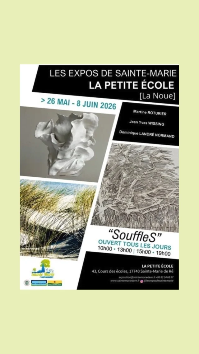 Bonne visite et bonne balade iodée sur l'île de Ré ! 

@dominiquelandre @lesexposdesaintemarie
#galerie90bis#expocharentemaritime #nouvelleaquitaine_focus_on #nouvelleaquitainetourisme #charentemaritimetourisme #charentestourisme #frenchartist #womenartist #ilederétourisme #saintmariederé