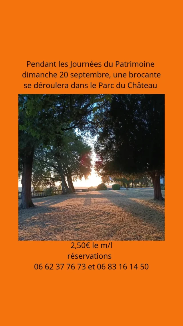 Brocante dans le parc du château à Taillebourg, le dimanche 20 septembre.
Inscrivez-vous dès aujourd'hui pour participer !
@destinationvalsdesaintonge 
@taillebourg.17 

#charentemaritime #nouvelleaquitaine_focus_on #taillebourg17 
#charentestourisme #brocante17 #videgrenier17 #patrimoinedecharentemaritime